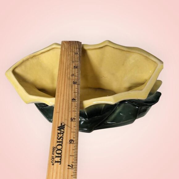 Vintage McCoy Pottery Lotus Yellow Green Planter 7” x 4” - Picture 10 of 10